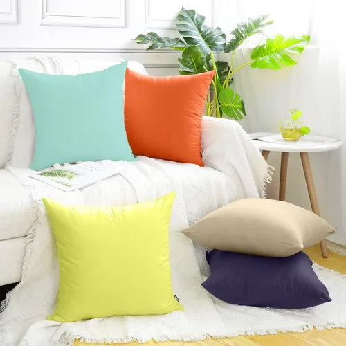 Miniatura 3 de Coddsmz Paquete de 6 fundas de almohada decorativas 100% algodón, fundas de cojín cuadradas de Navidad sólidas para el hogar, cama, sofá, día