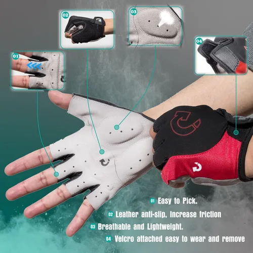 Miniatura 2 de GEARONIC - Guantes deportivos dedo completo y corto para ciclismo, acolchado de espuma a prueba de golpes.