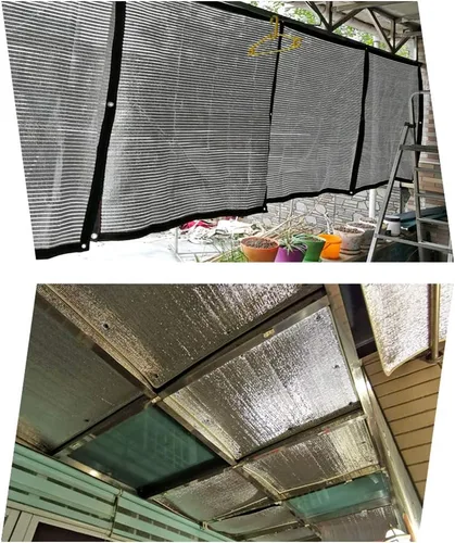 Miniatura 6 de Tela reflectante de papel de aluminio plateado, 90% resistente a los rayos UV, transpirable, aislamiento de calor, toldo para balcón, habitación