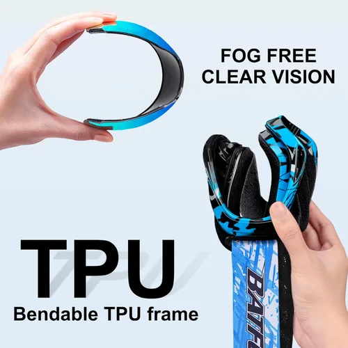 Miniatura 4 de Gafas de esquí antivaho OTG para adultos y niños, gafas de snowboard con 100% protección UV y ajuste antideslizante para esquí