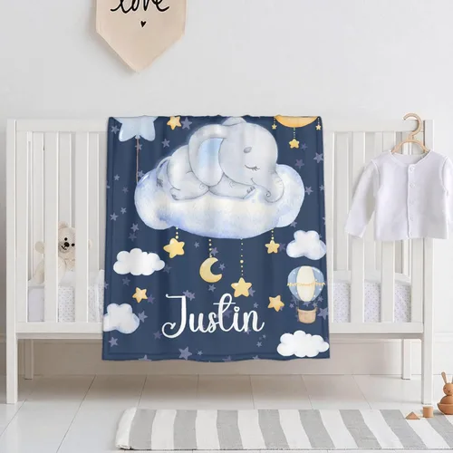 Miniatura 9 de Manta personalizada con nombre, manta personalizada de animales de bebé, regalos conmemorativos para envolver niños pequeños, cumpleaños familiar