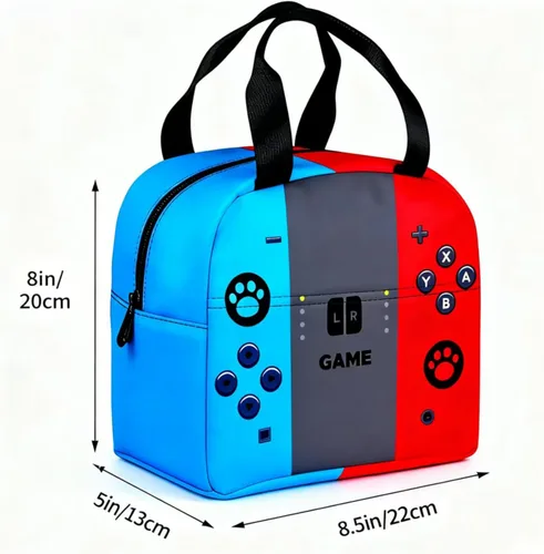 Miniatura 3 de Bolsa de almuerzo, fiambreras, reutilizable, juegos, aislada, portátil, unisex, a prueba de fugas, bolsa de refrigerador, bolsa de mano (rojo, azul)
