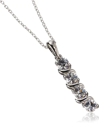 Miniatura 2 de Tienda Collection Womens Sterling Silver Created Gemstones Four Stone Pendant Necklace
