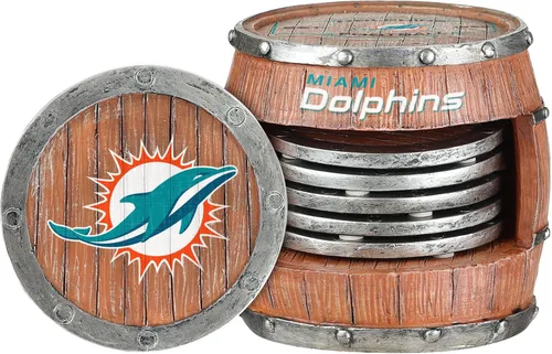 Miniatura 13 de FOCO NFL Team Logo 5-Pack Barrel Beverage Drink Coaster Set