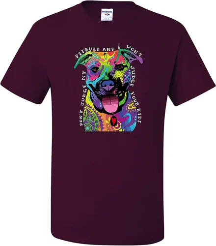 Miniatura 18 de Camisetas divertidas para hombre Don't Judge My Pitbull I Won't Judge Your Kids Púrpura
