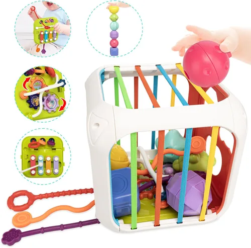 Miniatura 9 de Aprilwolf Juguetes Montessori para Niños de 1 Año, Cubo y 6 Bloques Sensoriales de Forma, Juguetes para Bebés de 12 a 18 Meses, Regalos