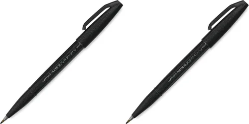 Miniatura 4 de Bolígrafo con punta de pincel Pentel, tinta ocre. Caja de 12 (SES15 C-Y), Negro Paquete de 1
