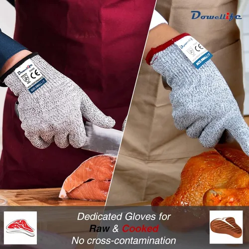 Miniatura 4 de Dowellife Guantes resistentes a los cortes, protección de nivel 5 de grado alimenticio, guantes de seguridad para cortes de cocina para pelar