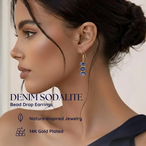 Miniatura 2 de Gempires - Aretes ligeros con cuentas hechas a mano, hipoalergénicos, chapados en oro, aretes colgantes para mujer
