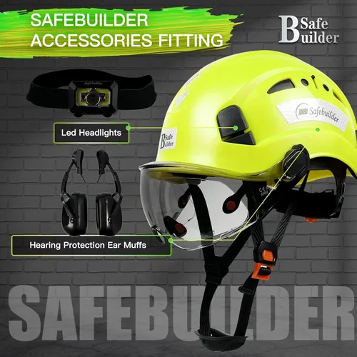 Miniatura 6 de SAFEBUILDER Casco de seguridad industrial con visera Casco duro ABS con visera Ventilación ajustable Casco de construcción Protección para la cabeza