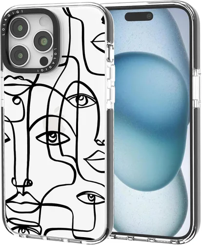 Miniatura 5 de Funda para iPhone 13, lindo diseño artístico de líneas faciales, diseño kawaii femenino estético patrón de dibujos animados para mujeres, niñas
