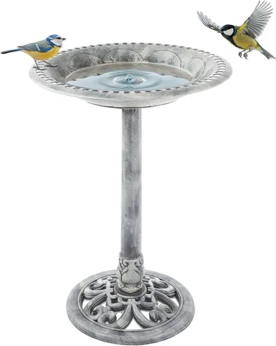 Miniatura 8 de Pure Garden 50-LG1072 Baño para Pájaros Antiguo - Bebedero para Pájaros de Resina Resistente a la Intemperie con Diseño de Volutas Vintage, 3 Verde