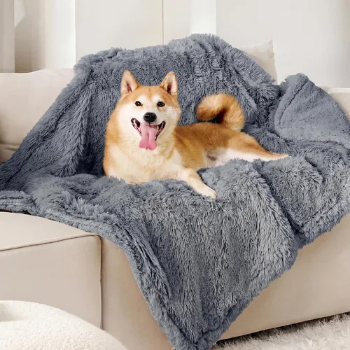 Miniatura 24 de Bedsure Mantas para perros grandes, manta impermeable mullida para perro para protector de sofá y cama, lavable, manta mullida de piel sintética Gris