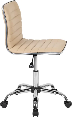 Miniatura 6 de Flash Furniture - Silla de oficina giratoria sin reposabrazos, de color tostado, acanalada, de diseño, respaldo bajo Bronceado/Cromo
