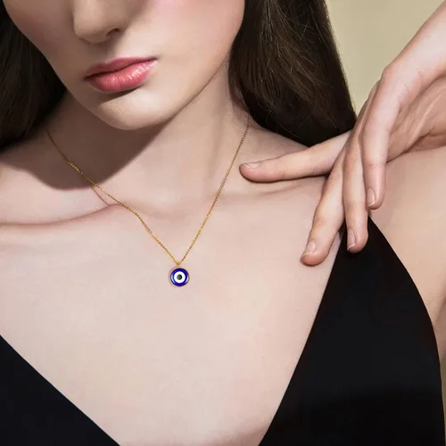 Miniatura 5 de VIBILIA Collar contra el mal de ojo con dije de amuleto de tercer ojos azules, delicado collar de cadena de oro Ojo con protección de Cabalá