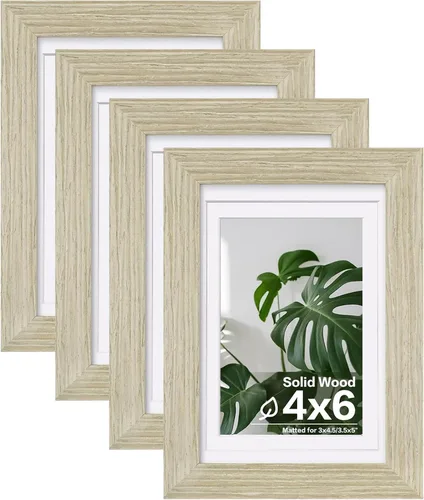 Miniatura 36 de Egofine - Juego de 4 portarretratos 8 x 10 pulgadas de madera maciza y cubierta de plexiglás de 4 x 6/5 x 7 pulgadas con paspartú u 8 x 10 pulgadas