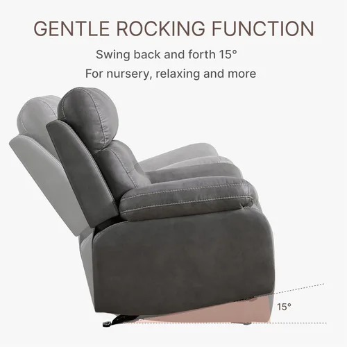 Miniatura 6 de KISLOT Silla reclinable de cuero manual, sofá balancín para adultos con brazo acolchado para sala de estar, dormitorio, asiento de cine en casa