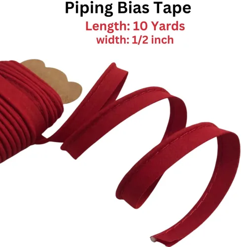 Miniatura 3 de Cinta al bies de 1/2 pulgada x 10 yardas, poliéster para costura, manualidades, cinta de encuadernación para dobladillo, costura, costura, Rojo