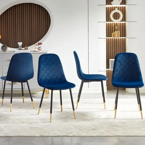 Miniatura 9 de NORDICANA Sillas de comedor de terciopelo, sillas laterales tapizadas de color sólido para la cocina, juego de 2 con patas de metal, gris