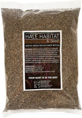 Hale Habitat & Seed Refugio de hierba nativa y flores silvestres, mezcla de semillas de vida silvestre y polinizador, 1/4 acre