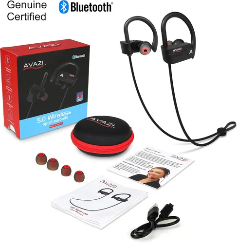 Miniatura 2 de AVAZI Auriculares inalámbricos Bluetooth 5.1, deportivos IPX7 impermeables, auriculares intrauditivos estéreo de alta fidelidad con graves más