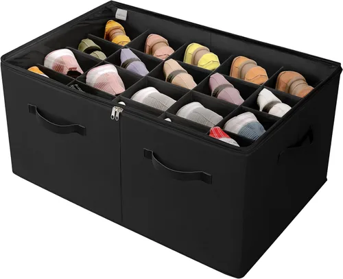 Miniatura 14 de TOPIA HOME Organizador de zapatos para armario, caja de zapatos plegable con divisores ajustables y cubierta transparente, organizador