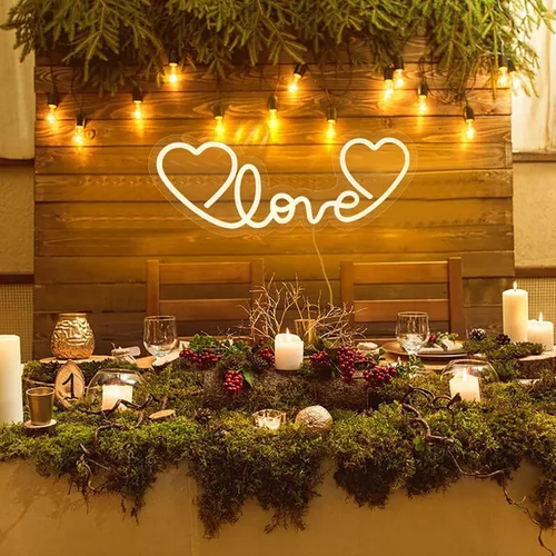 Miniatura 3 de Letrero de neón LED rosa con corazón de amor para boda, proponer matrimonio, día de la madre, día de San Valentín, decoración de pared, regulable
