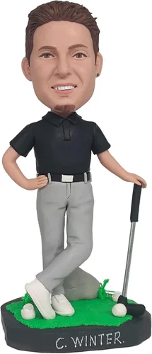 Miniatura 2 de mydedor Figuras personalizadas de Bobble Heads, golfista masculino con figuras de camiseta negra, muñeca personalizada, hecha a mano, regalo