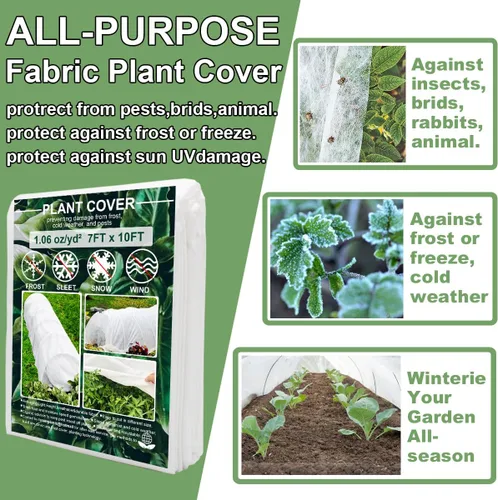Miniatura 2 de Cubiertas para plantas, protección contra la congelación, cubierta antiescarcha, 7 x 10 pies, reutilizable, rectangular, protección contra heladas