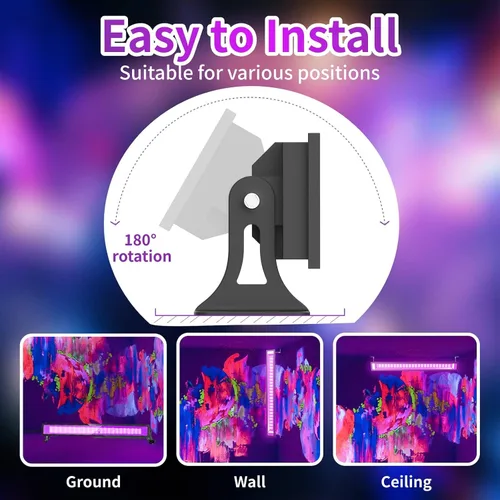 Miniatura 6 de Luz LED negra de 50 W, barra de luz UV de 385 nm con enchufe e interruptor, luces negras impermeables IP66 para fiestas brillantes, decoración