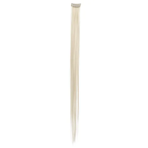 Miniatura 5 de SWACC 12 extensiones de cabello lacio de un color con clip, para mujer, extensiones de cabello sintético con rayas de color (rubio platinado)