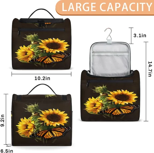 Miniatura 2 de cfpolar Animal Fox Flores Colgantes Neceser de Viaje Neceser Organizador de Maquillaje Bolsa de Almacenamiento de Cosméticos Baño Bolsa