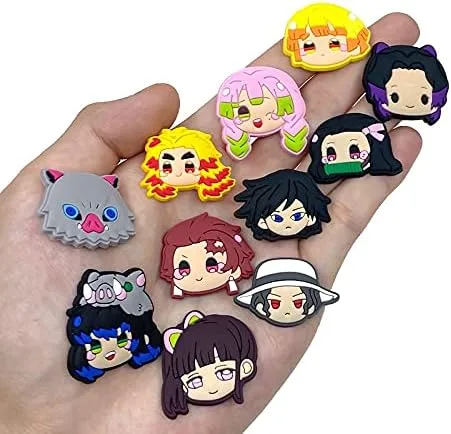 Miniatura 9 de 11 dijes para zapatos de anime Kimetsu no Yaiba Chibi, accesorios para zuecos de manga y zuecos de Demon Slayer Croc Charm para una variedad