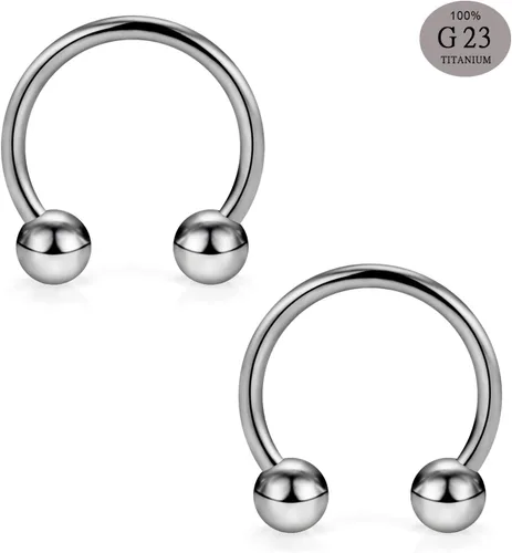 Miniatura 2 de SCERRING 2 – 8 anillos de nariz de titanio 16G G23 de herradura para tabique, hélix, daith, cartílago, tragus, pezón, ceja, cuerpo, piercing