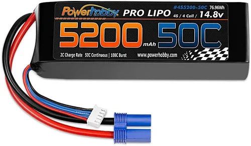 Miniatura 4 de Powerhobby 4S 14.8V 5200mAh 50C Lipo Battery Soft Case 4-Cell w EC5 Plug (2)