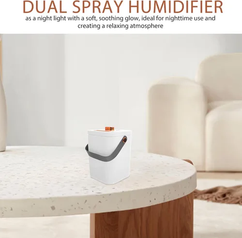 Miniatura 9 de Zerodeko Humidificador USB silencioso con doble rociador y luz nocturna, pequeño humectante portátil de niebla fría para dormitorio, oficina, coche