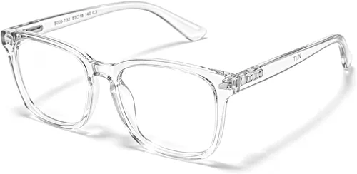 TIJN Lentes de bloqueo de luz azul para mujeres y hombres, marco transparente cuadrado, anteojos nerd anti luz azul, gafas para pantalla de