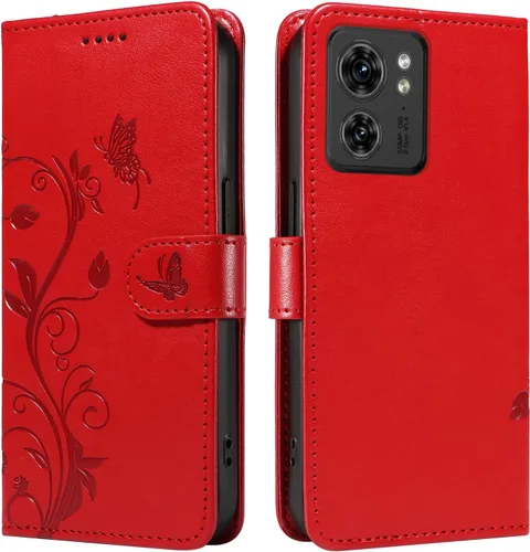 Miniatura 154 de Funda para Motorola Moto E22/E22i, piel sintética, con tarjetero y correa para la muñeca, a prueba de golpes, funda magnética para Motorola Moto Rojo