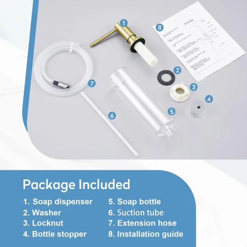 Miniatura 7 de Dispensador de jabón para fregadero de cocina con botella de 17 onzas y kit de tubo de extensión de 40 pulgadas, dispensador de jabón integrado