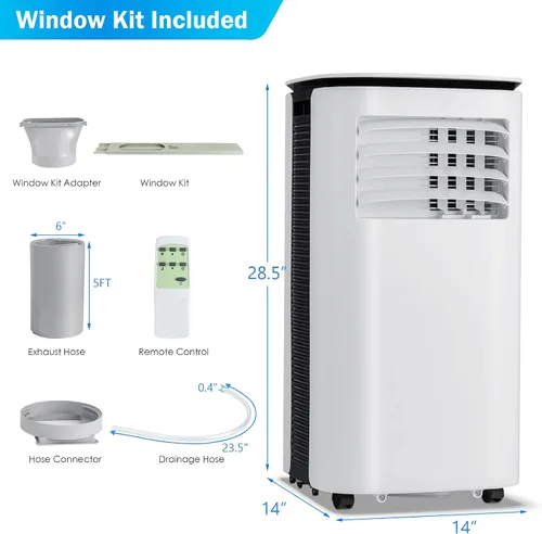 Miniatura 8 de PETSITE Aire acondicionado portátil 9000 BTU, unidad de refrigeración de CA 3 en 1 con enfriador de aire, ventilador y deshumidificador, pantalla