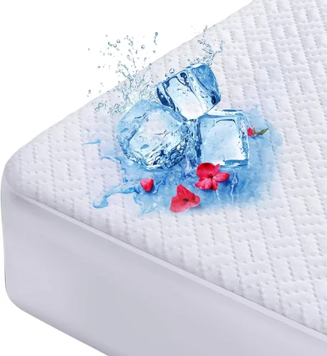 Protector de colchón impermeable refrescante tamaño completo, cubierta de colchón de tela de aire 3D, cubierta de almohadilla de colchón suave,