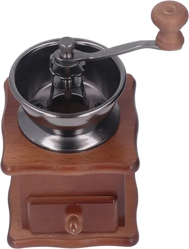 Miniatura 6 de Oumefar Molinillo de café manual, fácil de operar, molinillo de café manual, base de madera retro, núcleo de acero inoxidable, ajustable