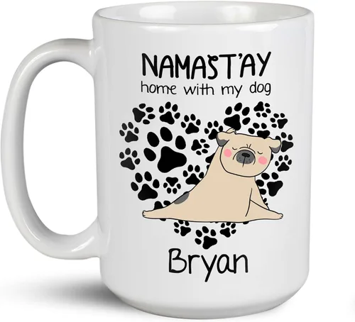 Miniatura 14 de Taza de café personalizada con nombre para yoga, taza de té de yoga con divertido diseño de perezoso, taza de inspiración para yoga y amantes