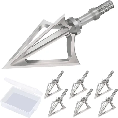 Miniatura 8 de Hunting Broadheads with 3 Fixed Blade 100 Grain Screw-in Archery Broadheads Compatible with Crossbows,Recurve and Compound Bows plateado