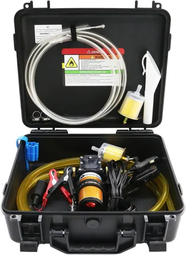 Miniatura 12 de Kit de bomba de transferencia de combustible Steauty 12V 75W, mueve hasta 110 galones de gasolina o diésel por hora, con tubo de combustible de alta