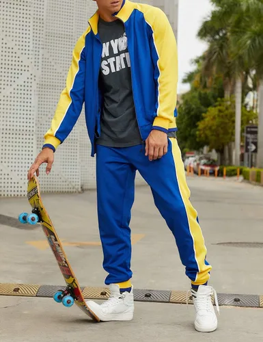 Miniatura 2 de DUOFIER Conjunto deportivo para hombre, sudadera con cremallera completa, pantalones deportivos cálidos, ropa de entrenamiento para gimnasio