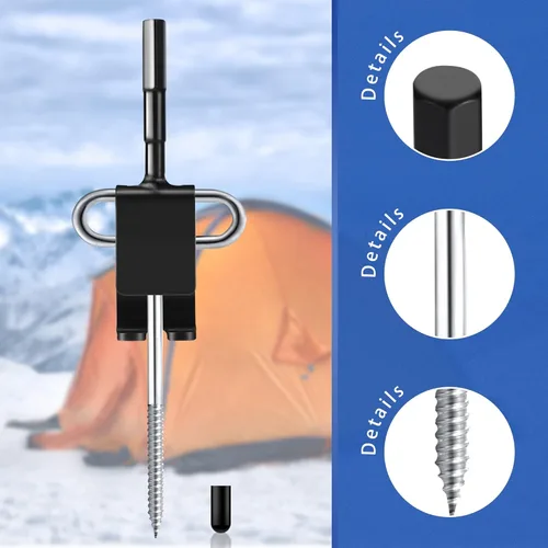 Miniatura 3 de Kit de herramientas de anclaje de hielo, 1 adaptador de taladro de anclaje de hielo con 4 clavijas roscadas para pesca en hielo, clavo de estaca