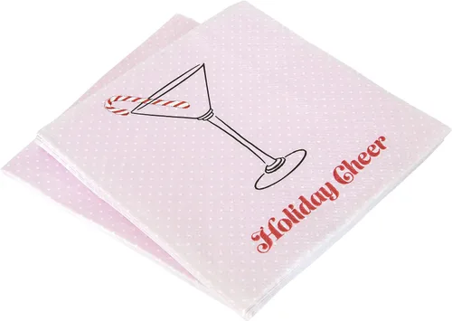 Miniatura 4 de C.R. Gibson TW4-23698 - Servilletas de papel desechables para fiestas de Navidad, color rosa y rojo, 5 x 5 pulgadas, 20
