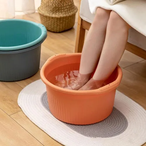 Miniatura 6 de Healifty Bañera de baño para remojar los pies: pedicura bañera de hidromasaje de pies barril cubo de remojo con cuentas para naranja