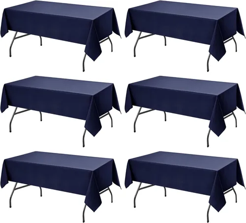 Miniatura 41 de Paquete de 6 manteles negros para mesas cuadradas, 54 x 54 pulgadas, tela de poliéster resistente a las manchas para mesas de 2 pies, manteles